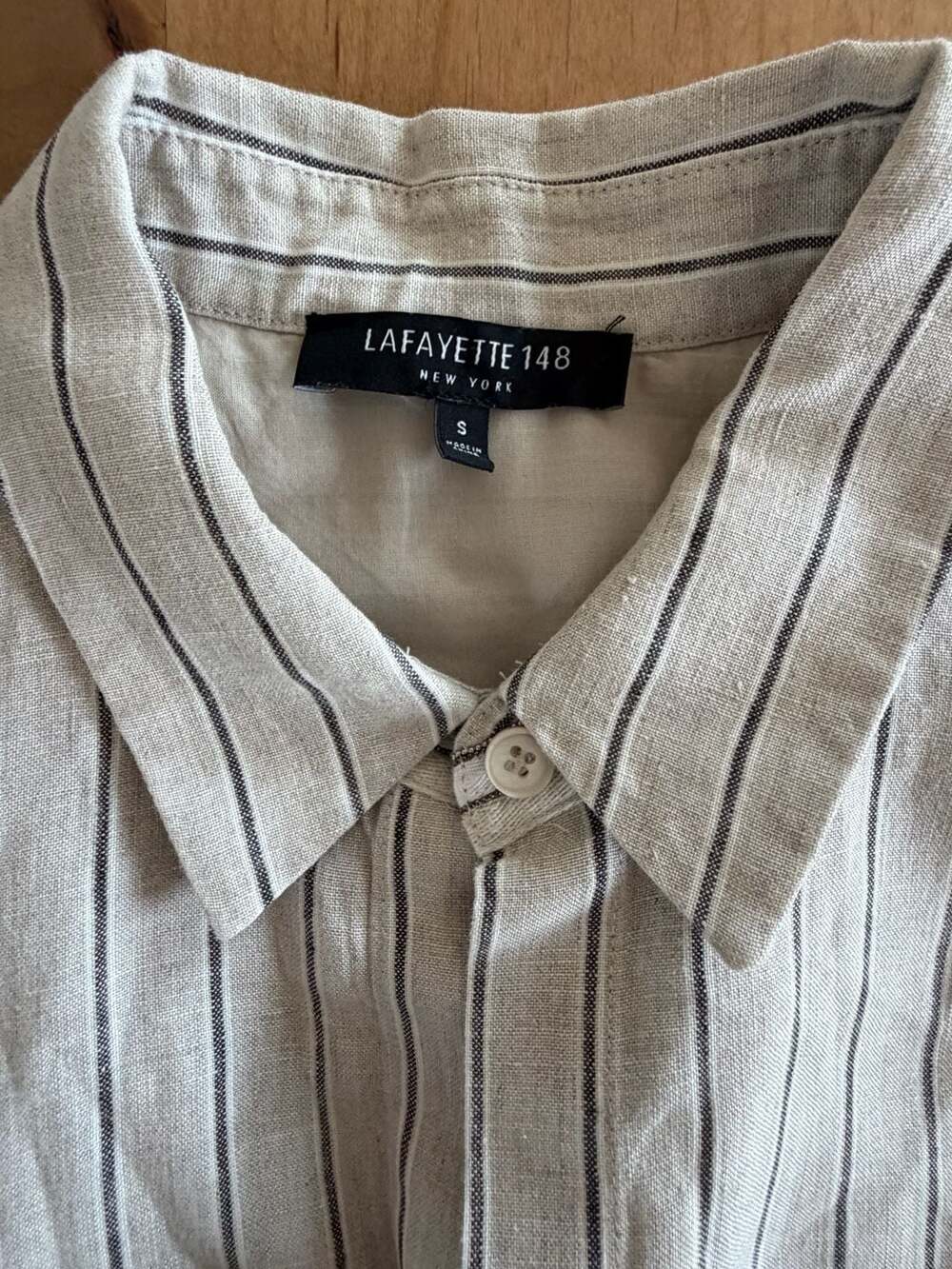 Lafayette 148 New York Striped Linen Shirt Dress Size S - Picture 3 of 15
